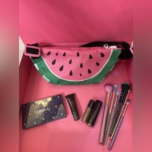Watermelon Print Bum Bag with Makeup Set